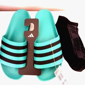 Adidas Adilette Aqua Men's Slide -Sandals Size 12 Teal New Tags + Free Socks